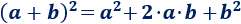 Explicamos cómo calcular el cuadrado de una suma y de una resta: (a+b)^2 = a^2 + 2ab + b^2 y (a-b)^2 = a^2 -2ab + b^2. Con ejemplos y problemas resueltos. Álgebra. Matemáticas. Secundaria.