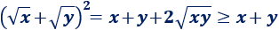 Demostramos que el valor absoluto de la suma es menor que la suma de los valores absolutos, es decir, |x+y|≤|x|+|y|; y que la raíz cuadrada de la suma es menor o igual que la suma de las raíces, es decir, √(x+y) ≤ √x + √y. Desigualad triangular. ESO. Álgebra básica.