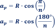 Calculadora de la apotema, sagita, circunradio, perímetro y área de un polígono regular de n lados de longitud L. También, definimos y calculamos la fórmula de la apotema y la sagita de forma intuitiva. Geometría plana. Matemáticas.