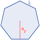 Calcular el área y el perímetro de un heptágono regular. Definición de heptágono regular y demostración de las fórmulas del área y del perímetro del mismo, escritas en función del lado, de la apotema y del radio del circuncírculo. Matemáticas. Geometría plana. Secundaria. Bachillerato. Calculadora online.