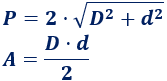 Calculadoras online para calcular el área y el perímetro de un rombo (a partir de los lados, diagonales, ángulos, altura, etc). Fórmulas y demostraciones del perímetro y del área de un rombo. Con ejemplos y problemas resueltos. Secundaria. ESO. Geometría plana. Matemáticas