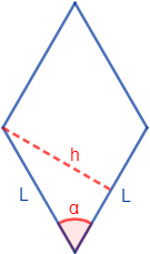 Calculadoras online para calcular el área y el perímetro de un rombo (a partir de los lados, diagonales, ángulos, altura, etc). Fórmulas y demostraciones del perímetro y del área de un rombo. Con ejemplos y problemas resueltos. Secundaria. ESO. Geometría plana. Matemáticas