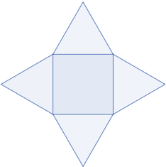 Calculadora del área y volumen del sólido de Johnson J₁. También, definimos la pirámide J₁, calculamos su altura en función del lado de la base y demostramos las fórmulas del área y volumen. Geometría. Secundaria. Bachillerato. Calculadora online.