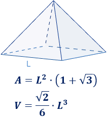 Calculadora del área y volumen del sólido de Johnson J₁. También, definimos la pirámide J₁, calculamos su altura en función del lado de la base y demostramos las fórmulas del área y volumen. Geometría. Secundaria. Bachillerato. Calculadora online.