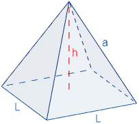 Calculadora del área y volumen del sólido de Johnson J₁. También, definimos la pirámide J₁, calculamos su altura en función del lado de la base y demostramos las fórmulas del área y volumen. Geometría. Secundaria. Bachillerato. Calculadora online.