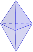 Calculadora del área y volumen del sólido de Johnson J₁₂ (bipirámide triangular con caras regulares e iguales). También, definimos el sólido J₁₂, calculamos su altura y demostramos las fórmulas del área y del volumen. Calculadora online. Matemáticas. Geometría.