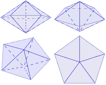 Calculadora del área y volumen del sólido de Johnson J₁₃ (bipirámide pentagonal con caras regulares e iguales). También, definimos el sólido J₁₃, calculamos su altura y demostramos las fórmulas del área y del volumen. Calculadora online. Matemáticas. Geometría.