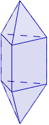 Calculadora del área y volumen del sólido de Johnson J₁₄ (bipirámide triangular elongada). También, definimos el sólido J₁₄, calculamos su altura y demostramos las fórmulas del área y del volumen. Calculadora online. Matemáticas. Geometría.