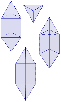 Calculadora del área y volumen del sólido de Johnson J₁₄ (bipirámide triangular elongada). También, definimos el sólido J₁₄, calculamos su altura y demostramos las fórmulas del área y del volumen. Calculadora online. Matemáticas. Geometría.