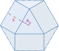 Calculadora del área y volumen del sólido de Johnson J₃ (o cúpula triangular). También, definimos el sólido J₃, calculamos su altura y demostramos las fórmulas del área y del volumen. Calculadora online. Matemáticas. Geometría.