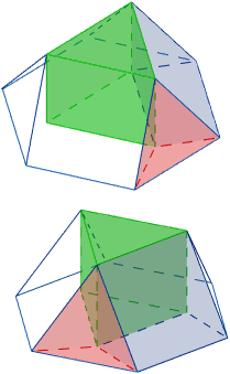 Calculadora del área y volumen del sólido de Johnson J₃ (o cúpula triangular). También, definimos el sólido J₃, calculamos su altura y demostramos las fórmulas del área y del volumen. Calculadora online. Matemáticas. Geometría.