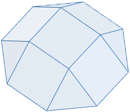 Calculadora del área y volumen del sólido de Johnson J₄ (o cúpula cuadrada). También, definimos el sólido J₄, calculamos su altura y demostramos las fórmulas del área y del volumen. Calculadora online. Matemáticas. Geometría.