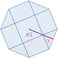 Calculadora del área y volumen del sólido de Johnson J₄ (o cúpula cuadrada). También, definimos el sólido J₄, calculamos su altura y demostramos las fórmulas del área y del volumen. Calculadora online. Matemáticas. Geometría.