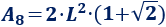 Calculadora del área y volumen del sólido de Johnson J₄ (o cúpula cuadrada). También, definimos el sólido J₄, calculamos su altura y demostramos las fórmulas del área y del volumen. Calculadora online. Matemáticas. Geometría.