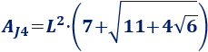 Calculadora del área y volumen del sólido de Johnson J₄ (o cúpula cuadrada). También, definimos el sólido J₄, calculamos su altura y demostramos las fórmulas del área y del volumen. Calculadora online. Matemáticas. Geometría.