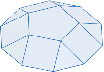 Calculadora del área y volumen del sólido de Johnson J₅ (o cúpula pentagonal). También, definimos el sólido J₅, calculamos su altura y demostramos las fórmulas del área y del volumen. Calculadora online. Matemáticas. Geometría.