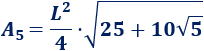 Calculadora del área y volumen del sólido de Johnson J₅ (o cúpula pentagonal). También, definimos el sólido J₅, calculamos su altura y demostramos las fórmulas del área y del volumen. Calculadora online. Matemáticas. Geometría.