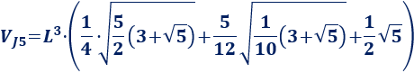 Calculadora del área y volumen del sólido de Johnson J₅ (o cúpula pentagonal). También, definimos el sólido J₅, calculamos su altura y demostramos las fórmulas del área y del volumen. Calculadora online. Matemáticas. Geometría.