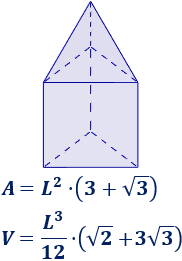 Calculadora del área y volumen del sólido de Johnson J₇ (o tetraedro elongado). También, definimos el sólido J₇, calculamos su altura y demostramos las fórmulas del área y del volumen. Calculadora online. Matemáticas. Geometría.