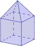 Calculadora del área y volumen del sólido de Johnson J₈ (pirámide cuadrada elongada o cubo aumentado). También, definimos el sólido J₈, calculamos su altura y demostramos las fórmulas del área y del volumen. Calculadora online. Matemáticas. Geometría.