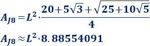 Calculadora del área y volumen del sólido de Johnson J₉ (pirámide pentagonal elongada). También, definimos el sólido J₉, calculamos su altura y demostramos las fórmulas del área y del volumen. Calculadora online. Matemáticas. Geometría.