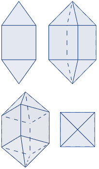 Calculadora del área y volumen del sólido de Johnson J₁₅ (bipirámide cuadrada elongada). También, definimos el sólido J₁₅, calculamos su altura y demostramos las fórmulas del área y del volumen. Calculadora online. Matemáticas. Geometría.