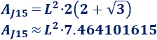 Calculadora del área y volumen del sólido de Johnson J₁₅ (bipirámide cuadrada elongada). También, definimos el sólido J₁₅, calculamos su altura y demostramos las fórmulas del área y del volumen. Calculadora online. Matemáticas. Geometría.