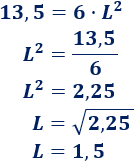 resolvemos la ecuación 13,5 = 6·L² obteniendo L = 1,5 Proporcionamos una calculadora online y las fórmulas de un cubo de arista L. Con ejemplos, representaciones y problemas resueltos. Geometría tridimensional. Geometría 3D. Secundaria. ESO. Matemáticas.
