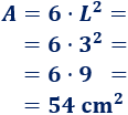 calculamos el área del cubo de arista 3 cm: A = 6·L² = 6·3² = 54 cm² Proporcionamos una calculadora online y las fórmulas de un cubo de arista L. Con ejemplos, representaciones y problemas resueltos. Geometría tridimensional. Geometría 3D. Secundaria. ESO. Matemáticas.