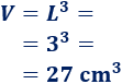 calculamos el volumen del cubo de arista 3 centímetros: V = L³ = 3³ = 27 cm³ Proporcionamos una calculadora online y las fórmulas de un cubo de arista L. Con ejemplos, representaciones y problemas resueltos. Geometría tridimensional. Geometría 3D. Secundaria. ESO. Matemáticas.