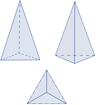 Calculadora del área y volumen del tetraedro o pirámide triangular (regular o no regular con base regular). También, definimos tetraedro, calculamos la altura del tetraedro regular y demostramos las fórmulas del área y del volumen. Calculadora online. Matemáticas. Geometría.