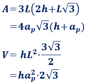 Calculadoras online del área y volumen de un prisma hexagonal regular (recto y con bases regulares) a partir de su lado y su altura o de su altura y su apotema. También, demostramos las fórmulas del área y del volumen. Matemáticas. Geometría.