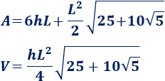 Calculadoras en línea del área y el volumen de un prisma pentagonal regular (recto y con bases regulares) a partir de su lado y altura o de su altura y apotema. Demostración de las fórmulas del área y del volumen. Matemáticas. Geometría. Sólidos geométricos.