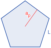 Calculadoras en línea del área y el volumen de un prisma pentagonal regular (recto y con bases regulares) a partir de su lado y altura o de su altura y apotema. Demostración de las fórmulas del área y del volumen. Matemáticas. Geometría. Sólidos geométricos.