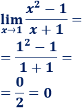 límite de (x^2-1)/(x+1) cuando x tiende a 1