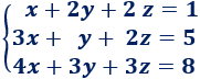Explicamos el método de eliminación de Gauss y el de Gauss-Jordan mientras resolvemos 4 sistemas de 3 ecuaciones lineales con 3 incógnitas. Sistema compatible determinado e indeterminado y sistema incompatible. Sistemas de ecuaciones lineales resueltos. Matriz ampliada. Álgebra matricial. Bachillerato. Universidad. Matemáticas.
