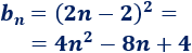 progresión de los cuadrados de los números pares: b(n) = 4n² - 8n + 4 Recordamos el concepto de progresión aritmética (de primer orden); definimos progresión aritmética de segundo orden, proporcionamos la fórmula para sumar sus primeros términos y resolvemos algunos problemas. Matemáticas.