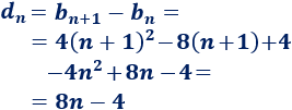 d(n) = 8n - 4 Recordamos el concepto de progresión aritmética (de primer orden); definimos progresión aritmética de segundo orden, proporcionamos la fórmula para sumar sus primeros términos y resolvemos algunos problemas. Matemáticas.