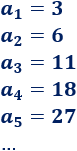 a(1) = 3, a(2) = 6, a(3) = 11, a(4) = 18, a(5) = 27 Recordamos el concepto de progresión aritmética (de primer orden); definimos progresión aritmética de segundo orden, proporcionamos la fórmula para sumar sus primeros términos y resolvemos algunos problemas. Matemáticas.